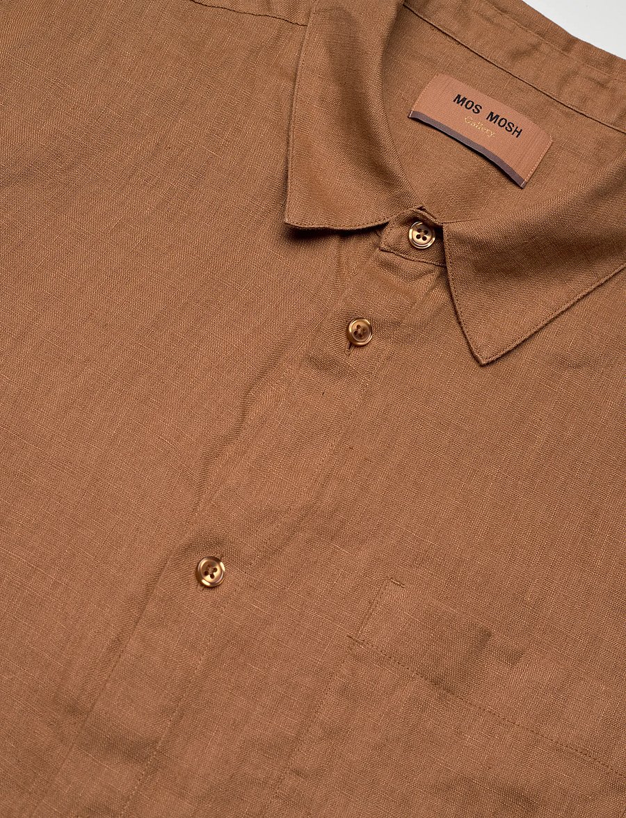 Mos Mosh Gallery - MMGTheo Linen SS Shirt - chemises de lin - toasted coconut - 3