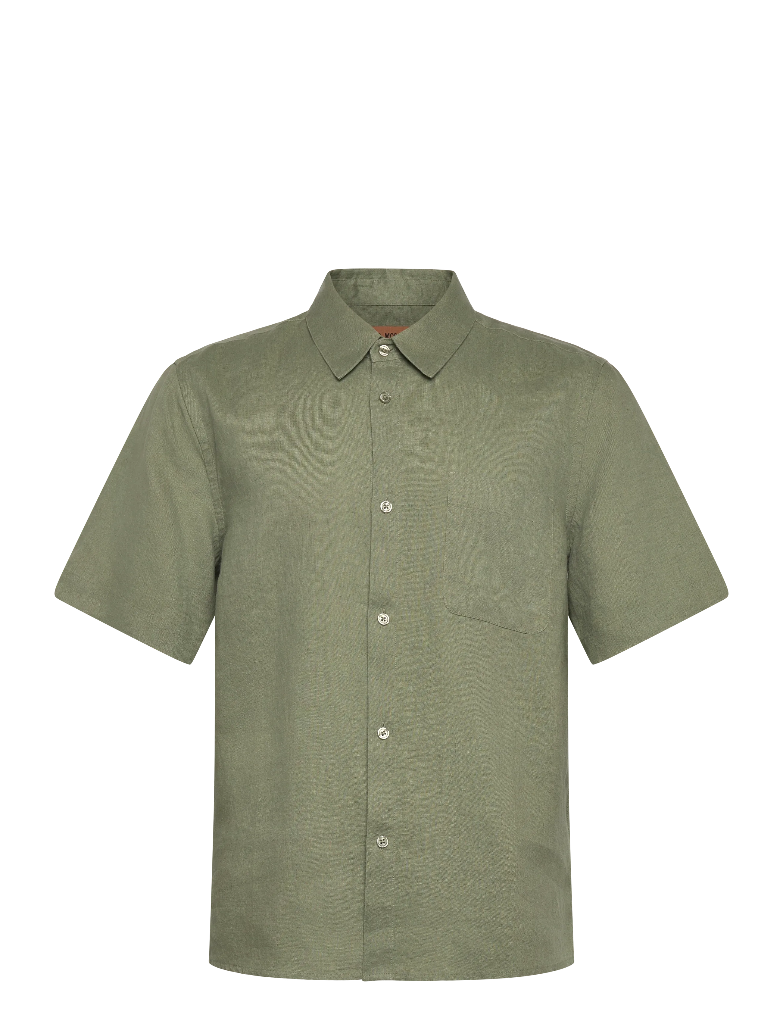 Mos Mosh Gallery MMGTheo Linen SS Shirt - Pellavakauluspaidat - WATERCRESS / khaki/green