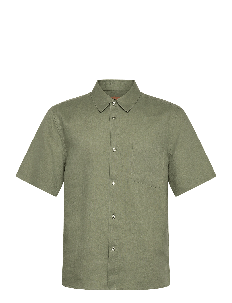 Mos Mosh Gallery - MMGTheo Linen SS Shirt - leinenhemden - watercress - 0