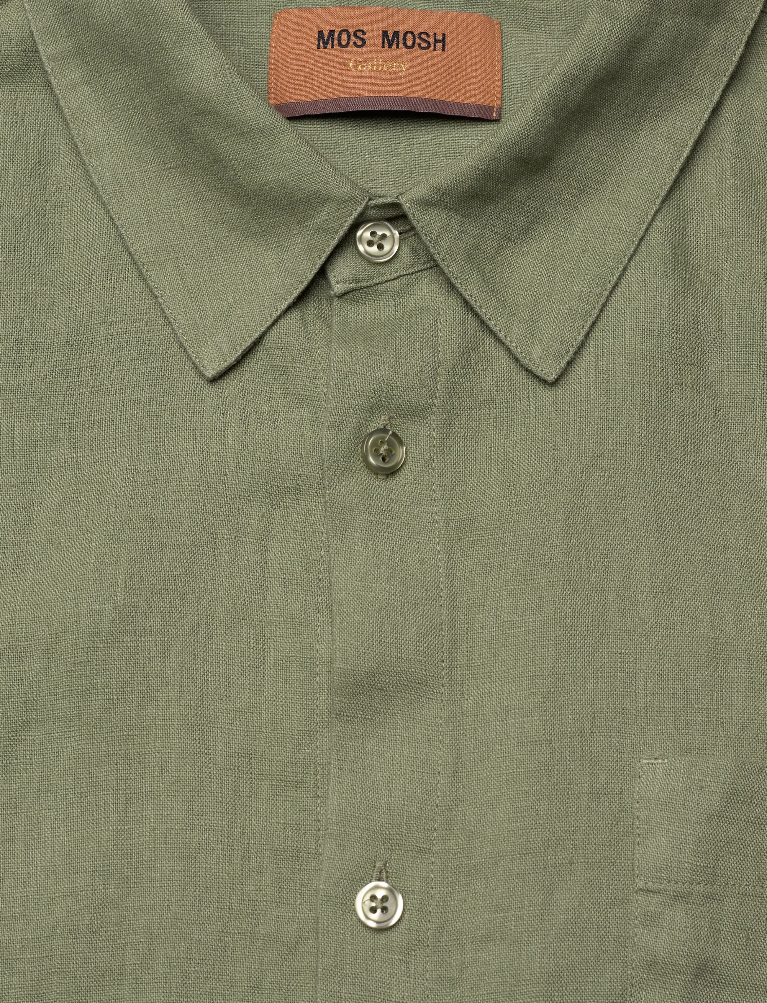 Mos Mosh Gallery - MMGTheo Linen SS Shirt - hørskjorter - watercress - 2