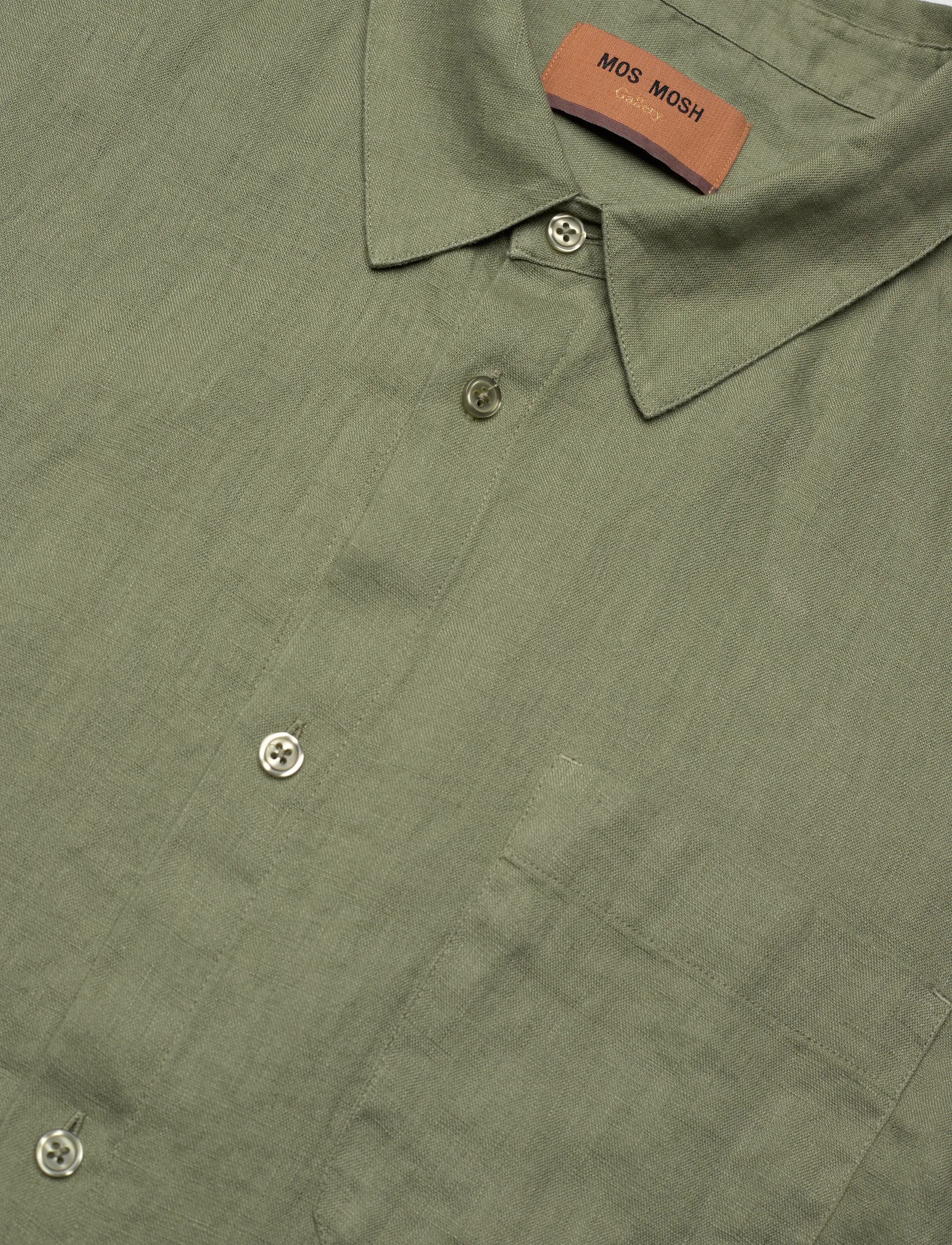 Mos Mosh Gallery - MMGTheo Linen SS Shirt - hørskjorter - watercress - 3