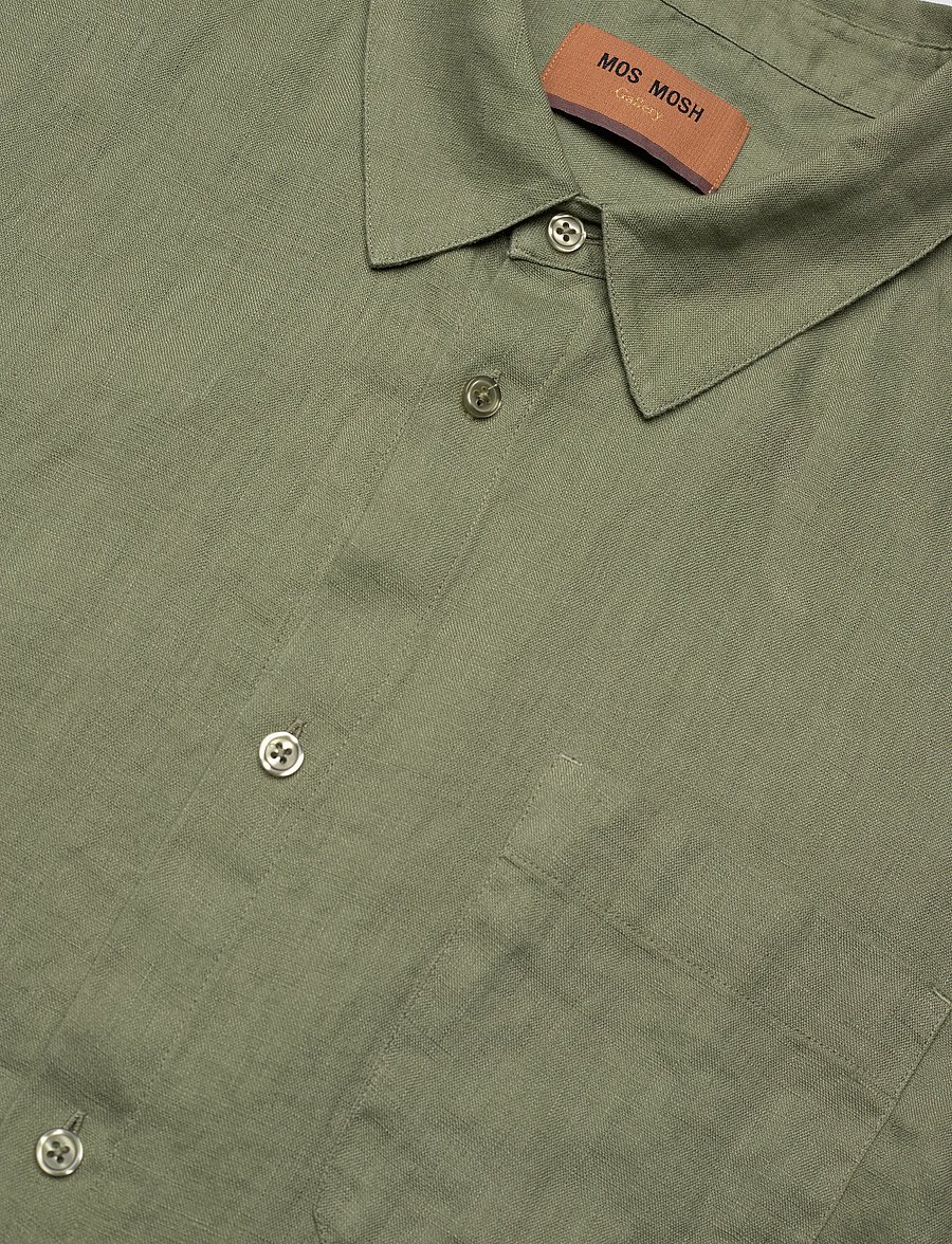 Mos Mosh Gallery - MMGTheo Linen SS Shirt - leinenhemden - watercress - 3
