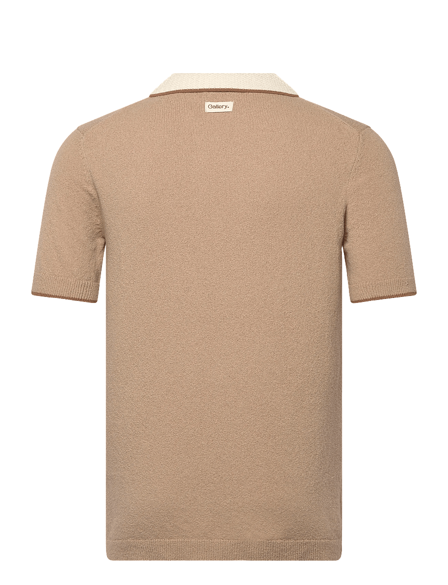 Mos Mosh Gallery - MMGFrancesco Polo SS Knit - dzianinowe bluzki polo - dune - 2