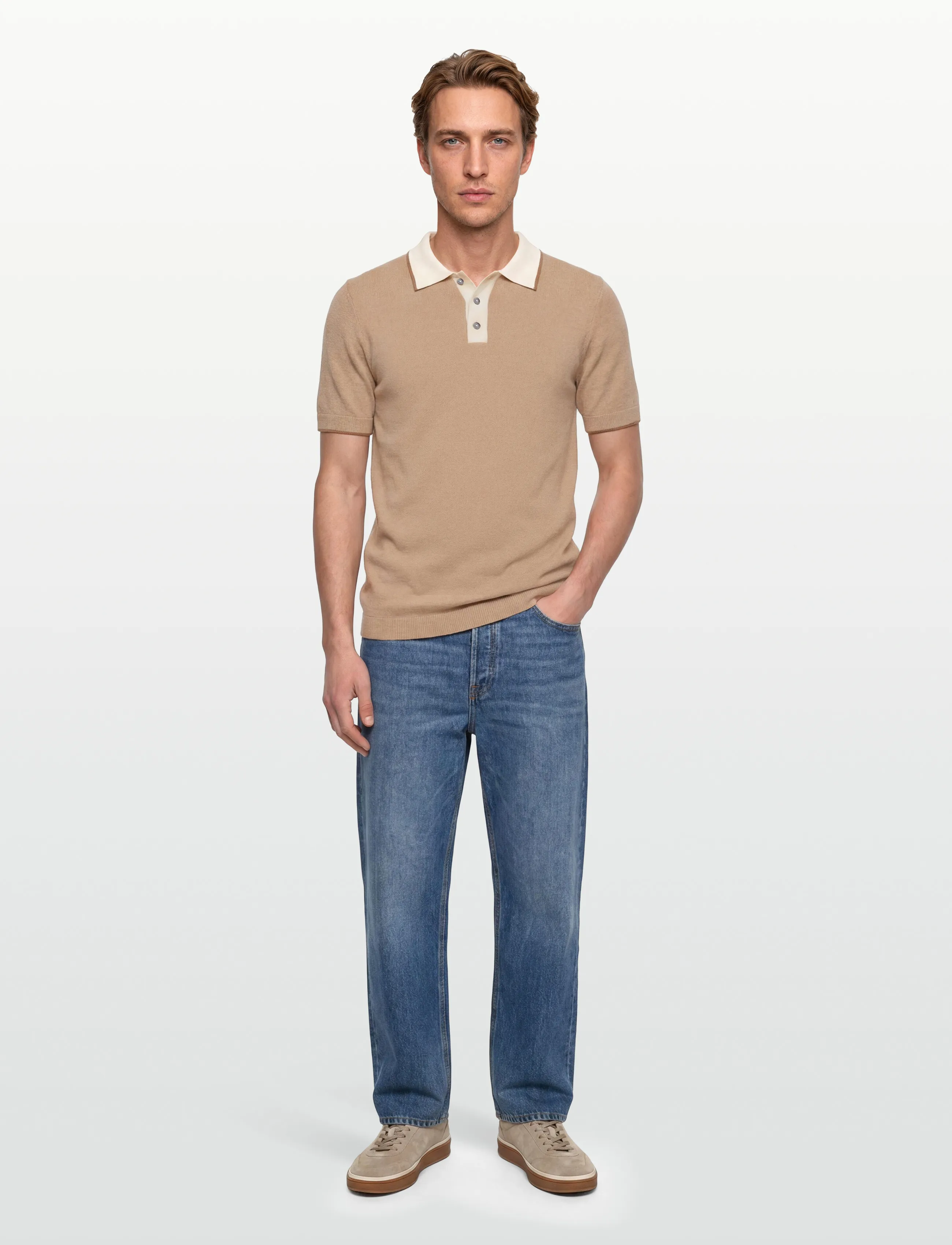 Mos Mosh Gallery MMGFrancesco Polo SS Knit - Skandinavischer Stil - DUNE / beige