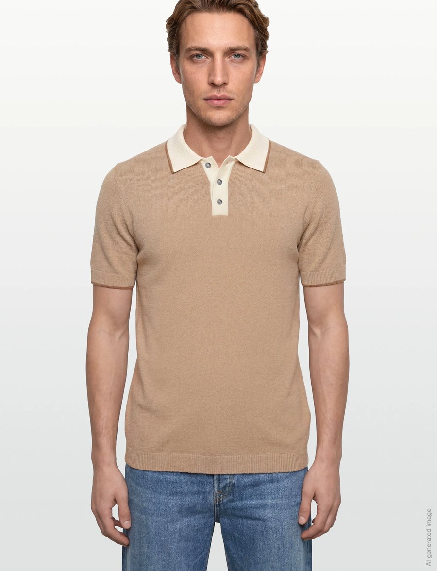 Mos Mosh Gallery - MMGFrancesco Polo SS Knit - langärmlige strick-polohemden - dune - 3