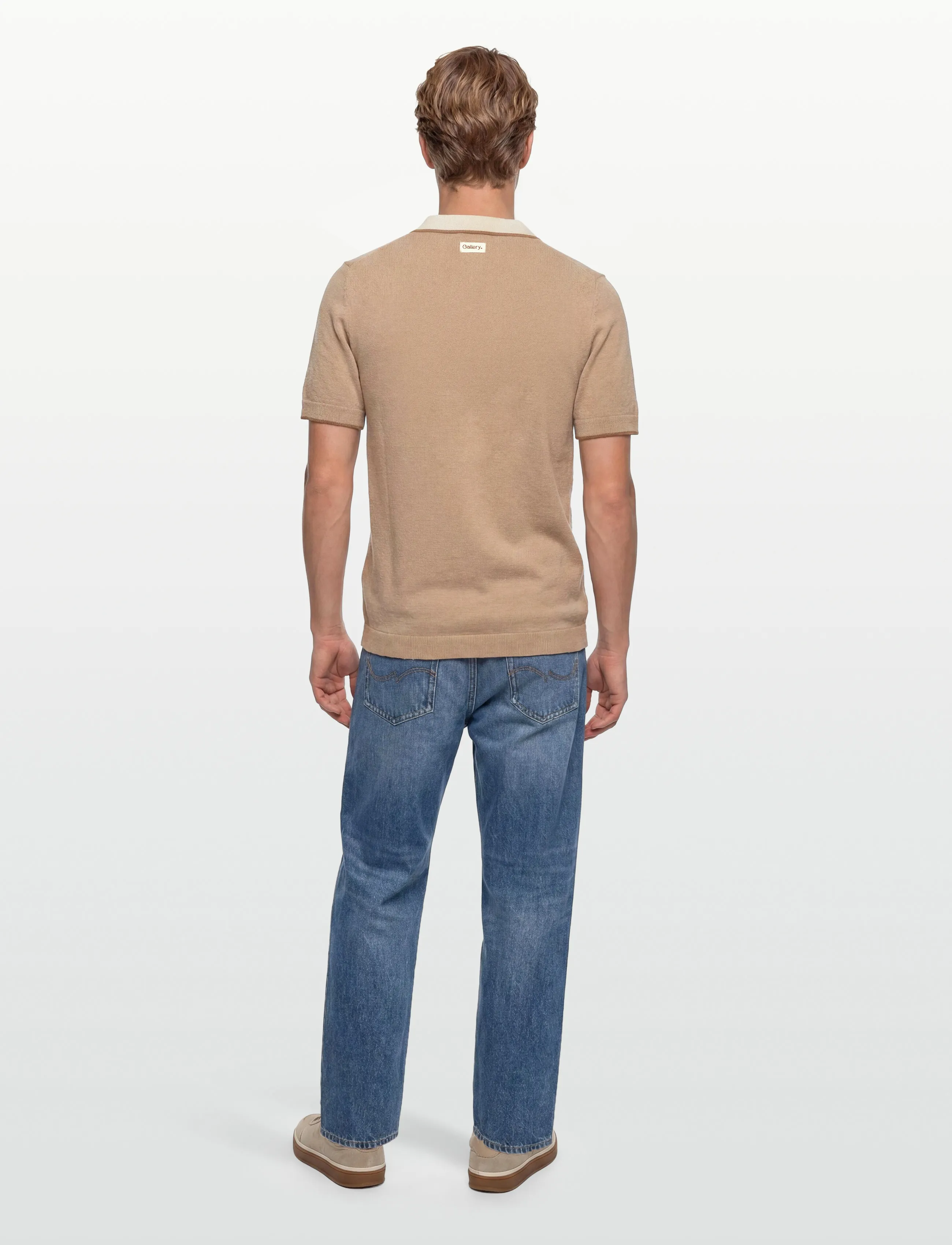 Mos Mosh Gallery - MMGFrancesco Polo SS Knit - langärmlige strick-polohemden - dune - 4