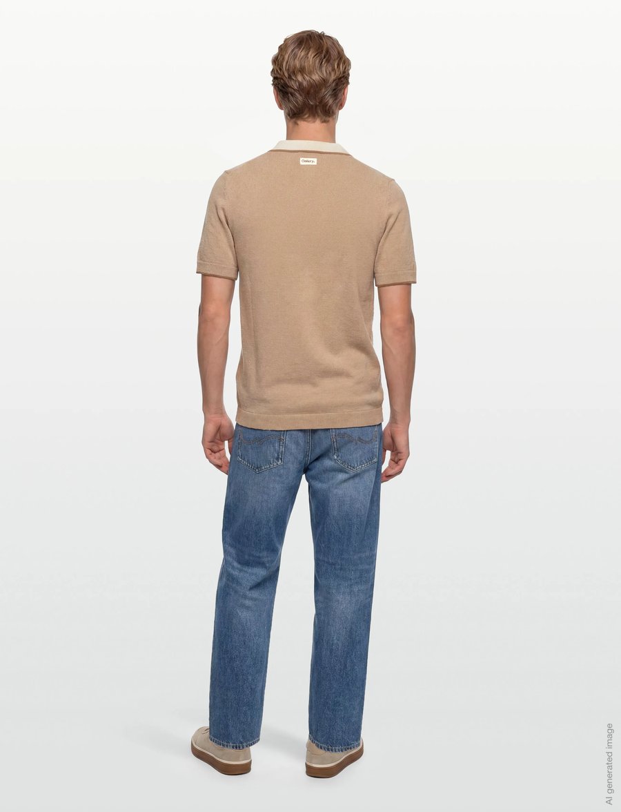 Mos Mosh Gallery - MMGFrancesco Polo SS Knit - dzianinowe bluzki polo - dune - 4