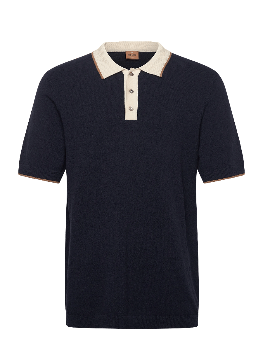 Mos Mosh Gallery - MMGFrancesco Polo SS Knit - gestrickte polohemden - estate blue - 0