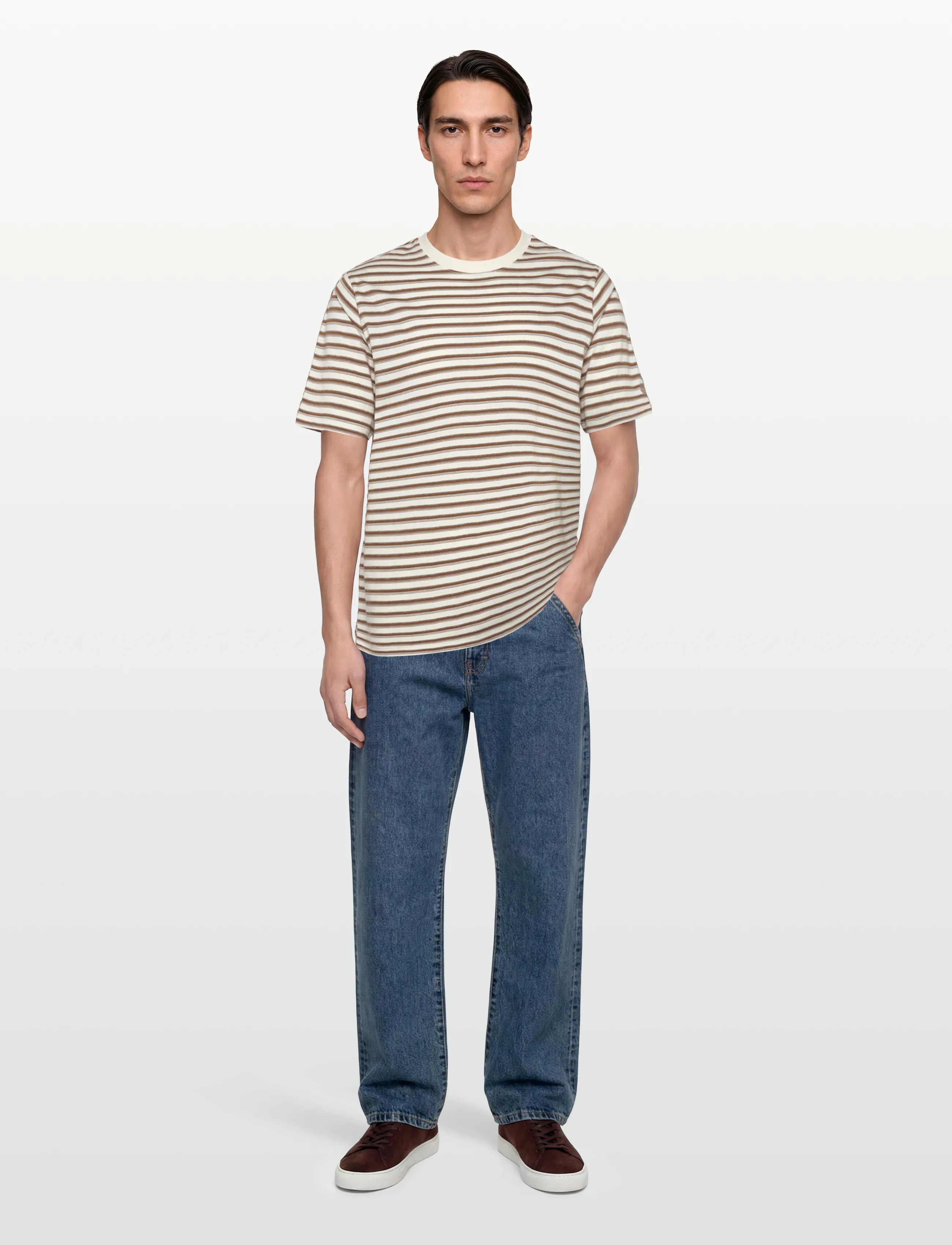 Mos Mosh Gallery MMGDani Stripe O-SS Tee - Clothing - TOASTED COCONUT / brown