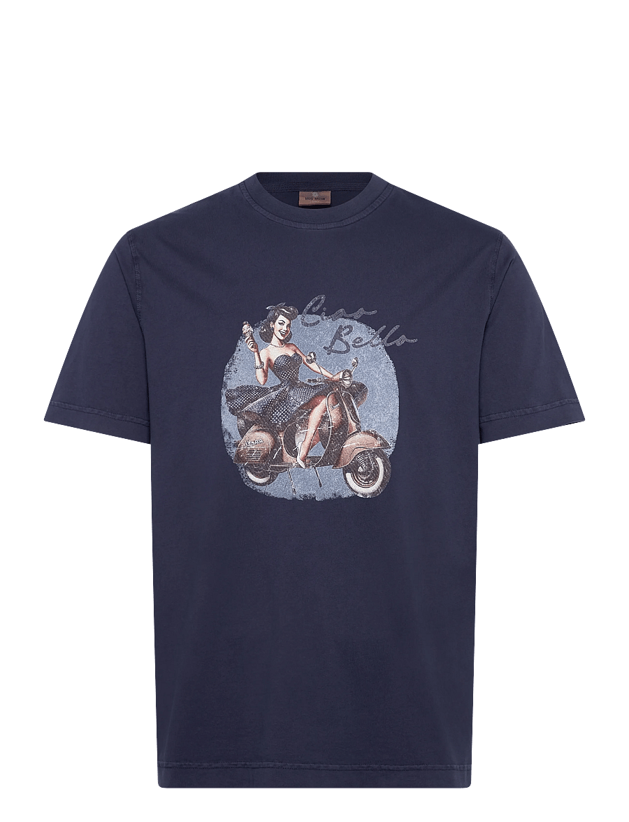 Mos Mosh Gallery - MMGCiao O-SS Tee - kortärmade t-shirts - navy - 1