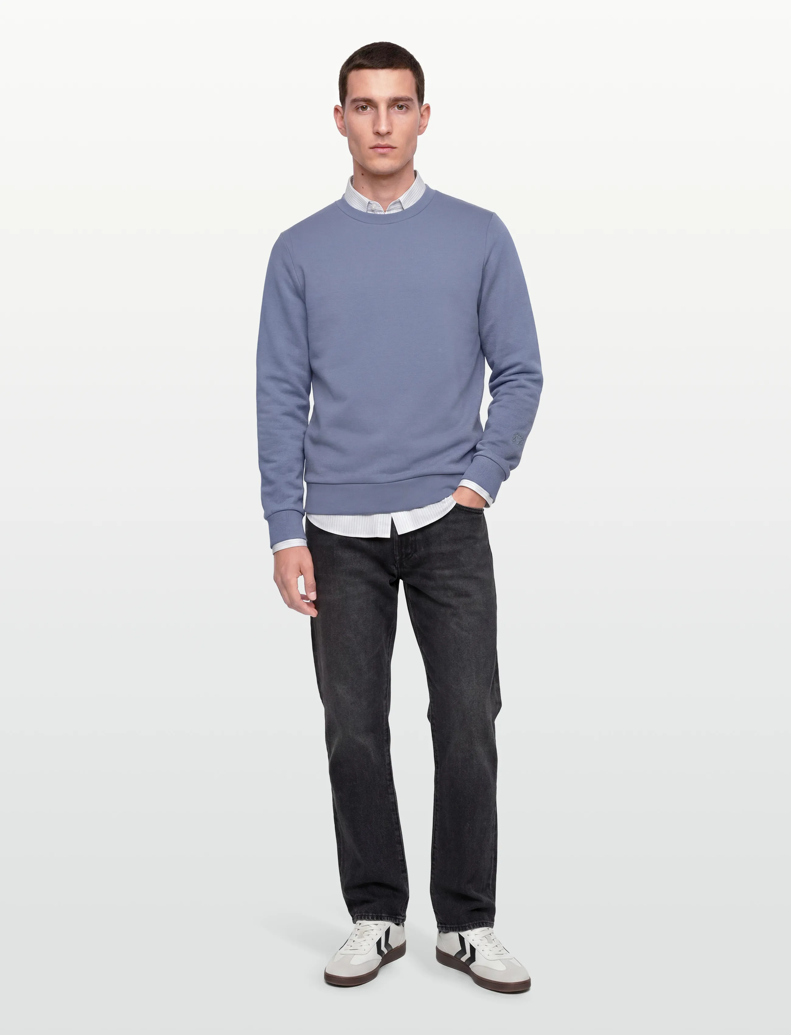 Mos Mosh Gallery MMGAbel Crew Neck Sweat - Mos Mosh Gallery - FLINT STONE / blue