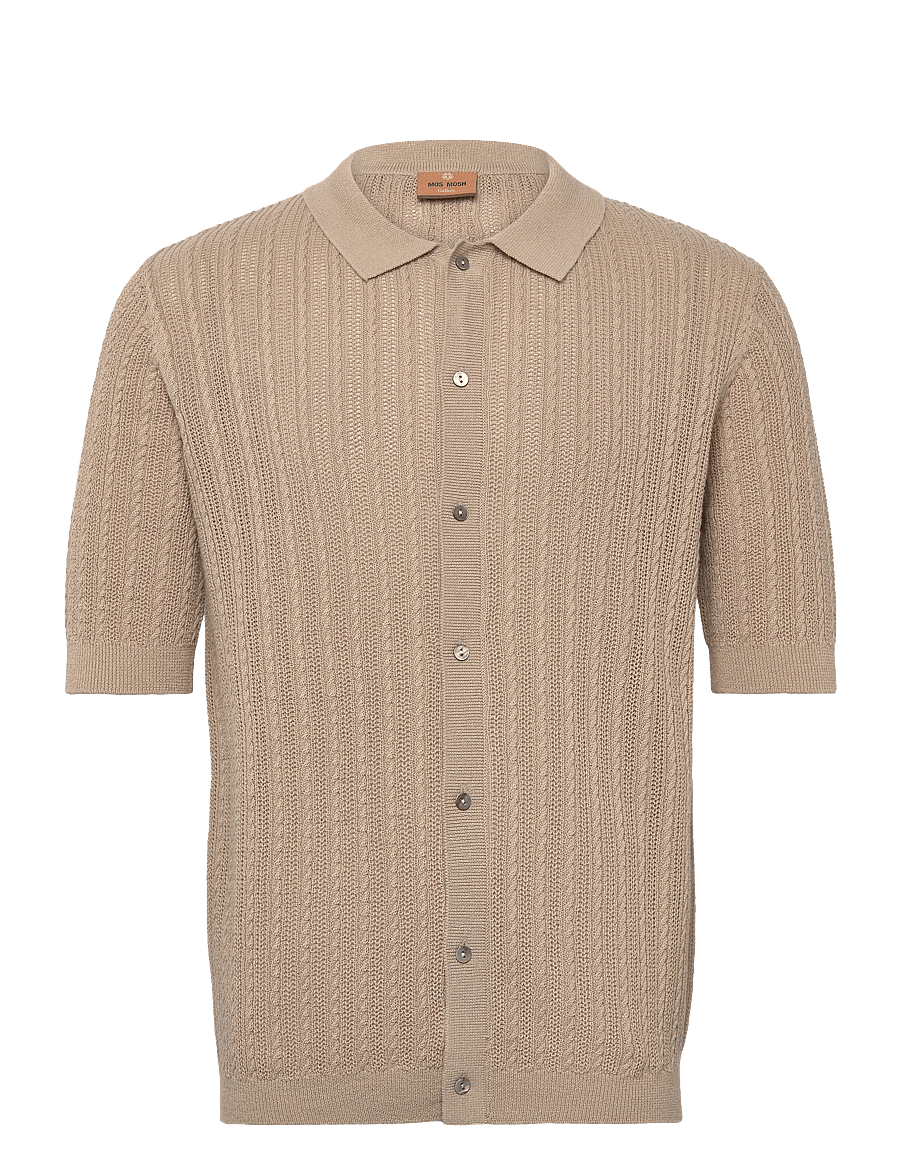 Mos Mosh Gallery - MMGDario Button SS Polo Knit - gestrickte polohemden - dune - 1