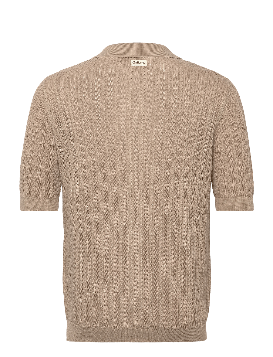 Mos Mosh Gallery - MMGDario Button SS Polo Knit - gestrickte polohemden - dune - 2
