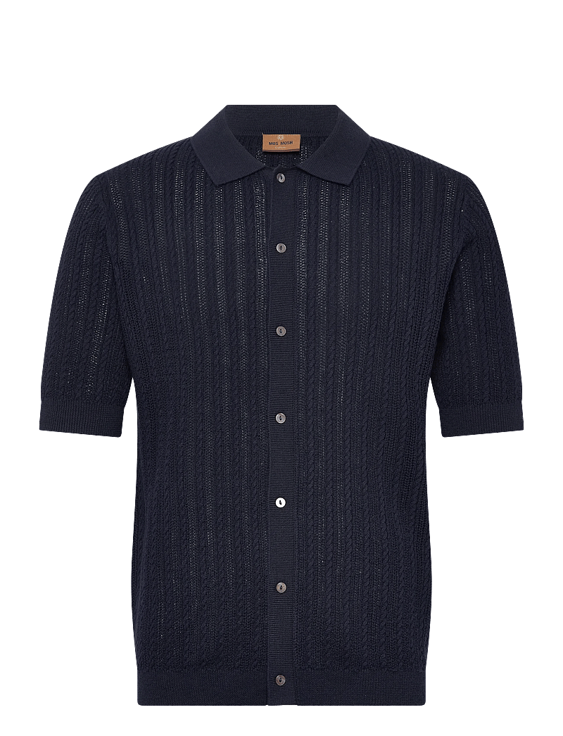 Mos Mosh Gallery - MMGDario Button SS Polo Knit - gestrickte polohemden - estate blue - 1