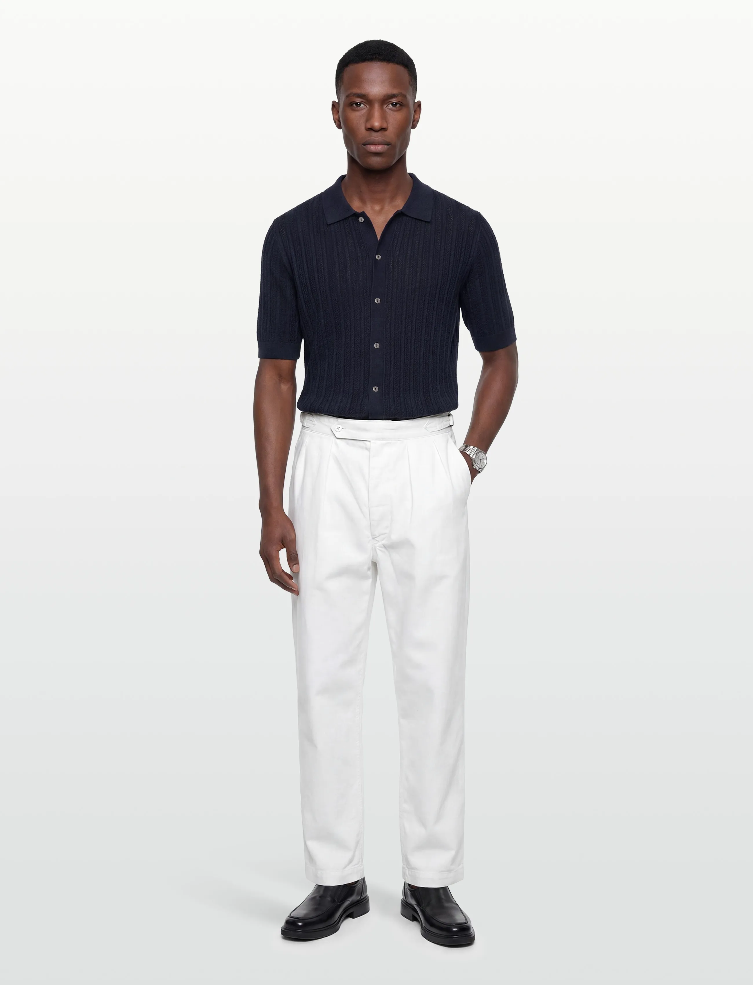 Mos Mosh Gallery MMGDario Button SS Polo Knit - Scandinavian - ESTATE BLUE / navy