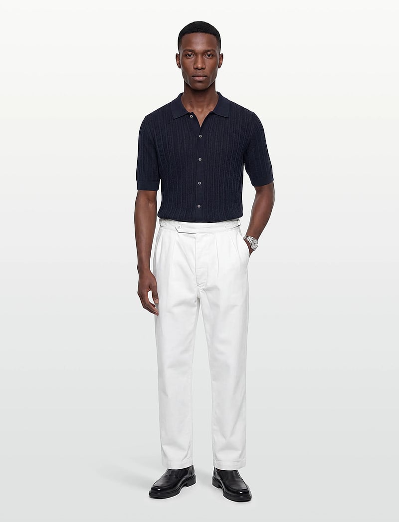 Mos Mosh Gallery - MMGDario Button SS Polo Knit - gestrickte polohemden - estate blue - 0
