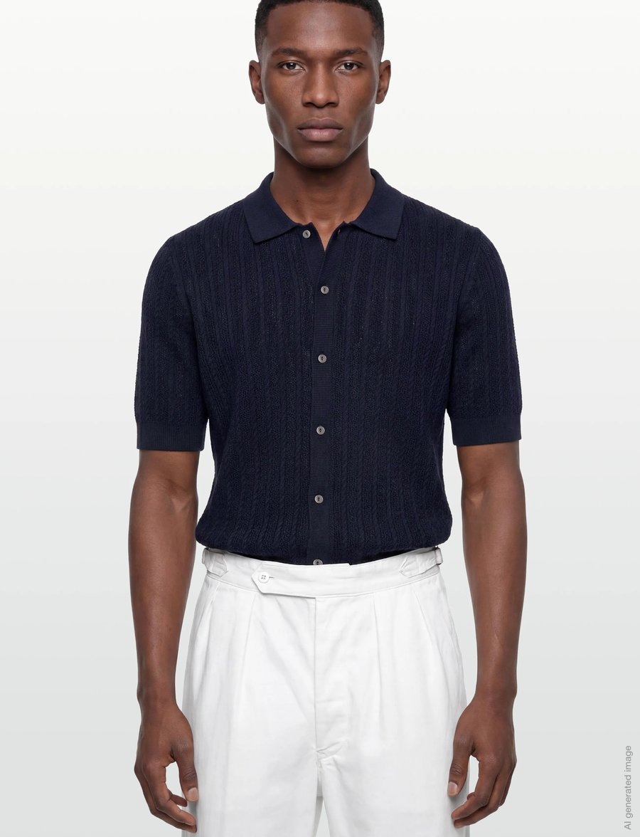 Mos Mosh Gallery - MMGDario Button SS Polo Knit - gestrickte polohemden - estate blue - 3