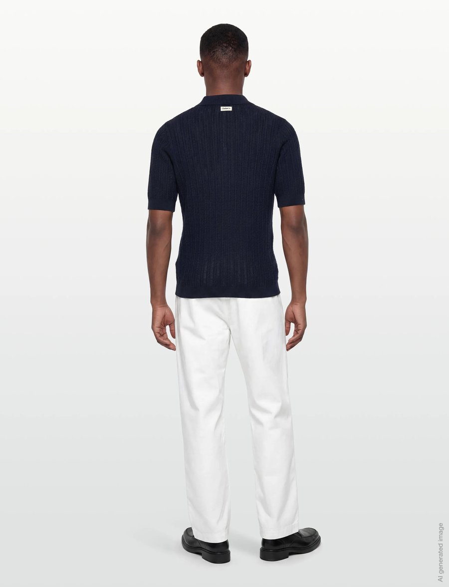 Mos Mosh Gallery - MMGDario Button SS Polo Knit - gestrickte polohemden - estate blue - 4