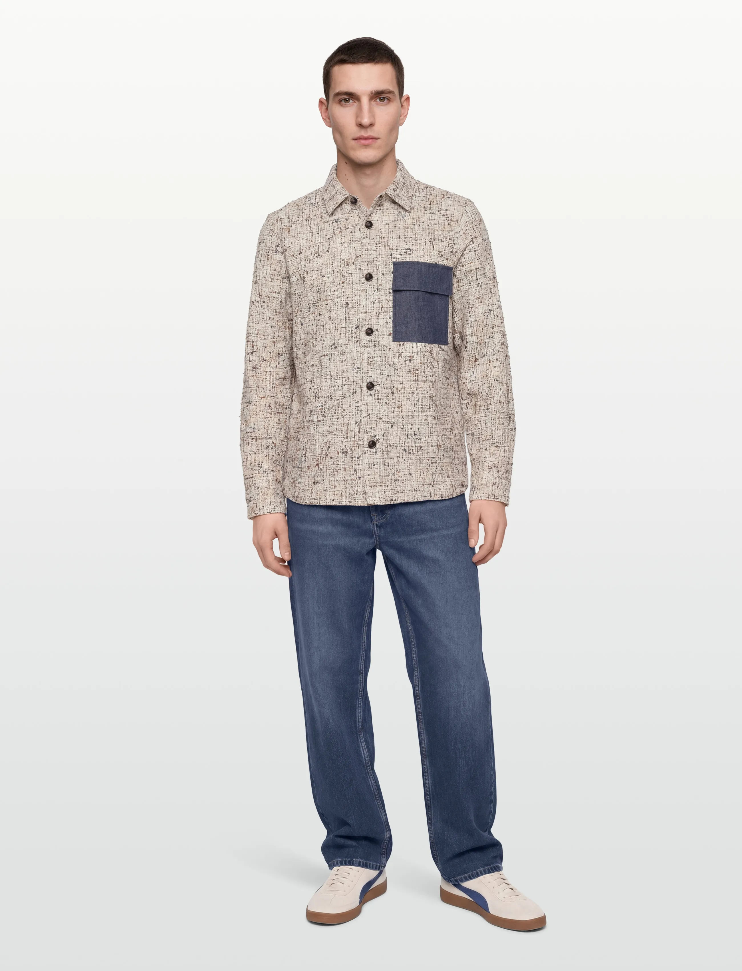 Mos Mosh Gallery Mmgwilson Nep Overshirt, M, Multi/patterned, Overdele > Overtrøjer, Herre