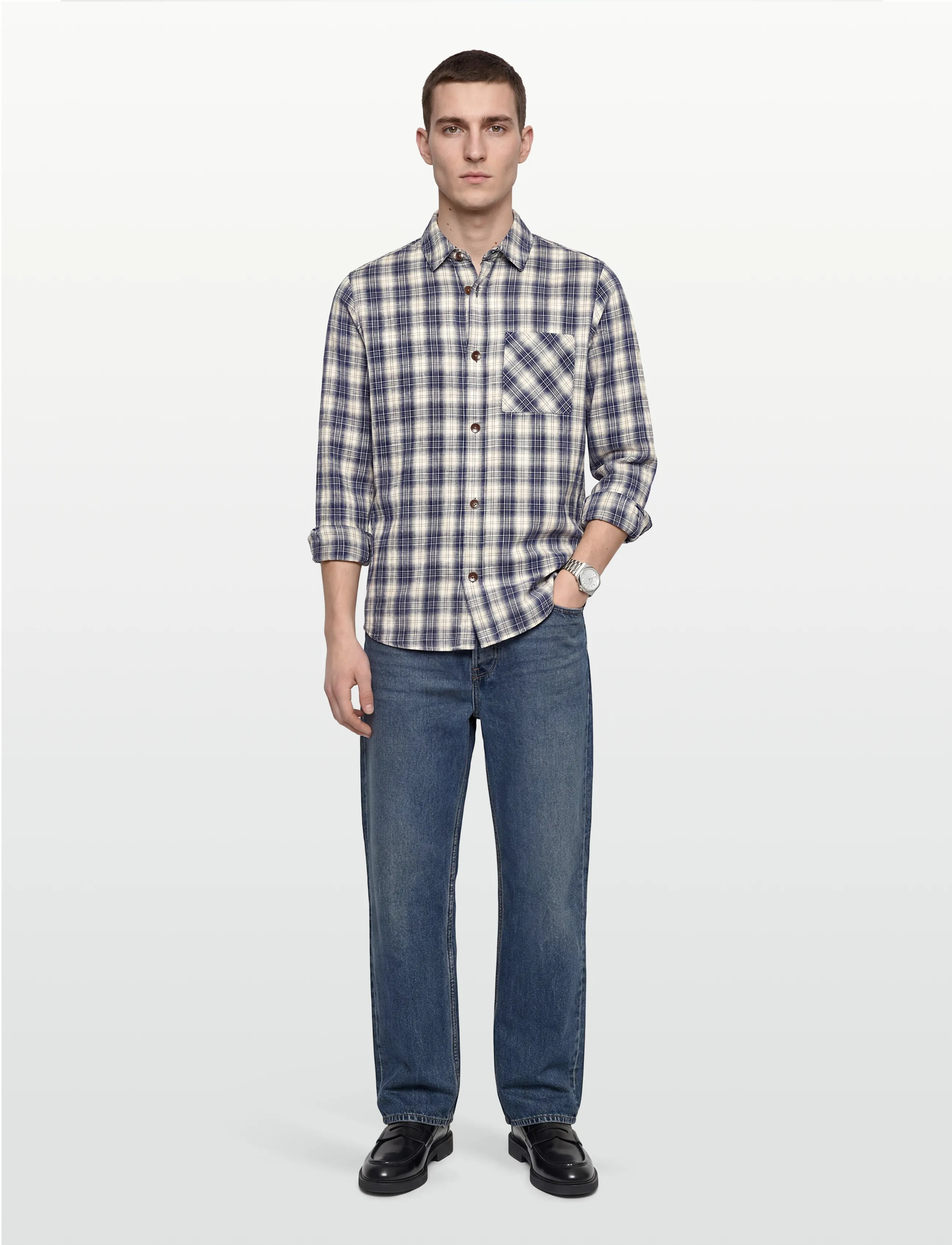 Mos Mosh Gallery Mmgdavid Spring Check Shirt, Mænd, Ternet Skjorte, Navy, Str: L