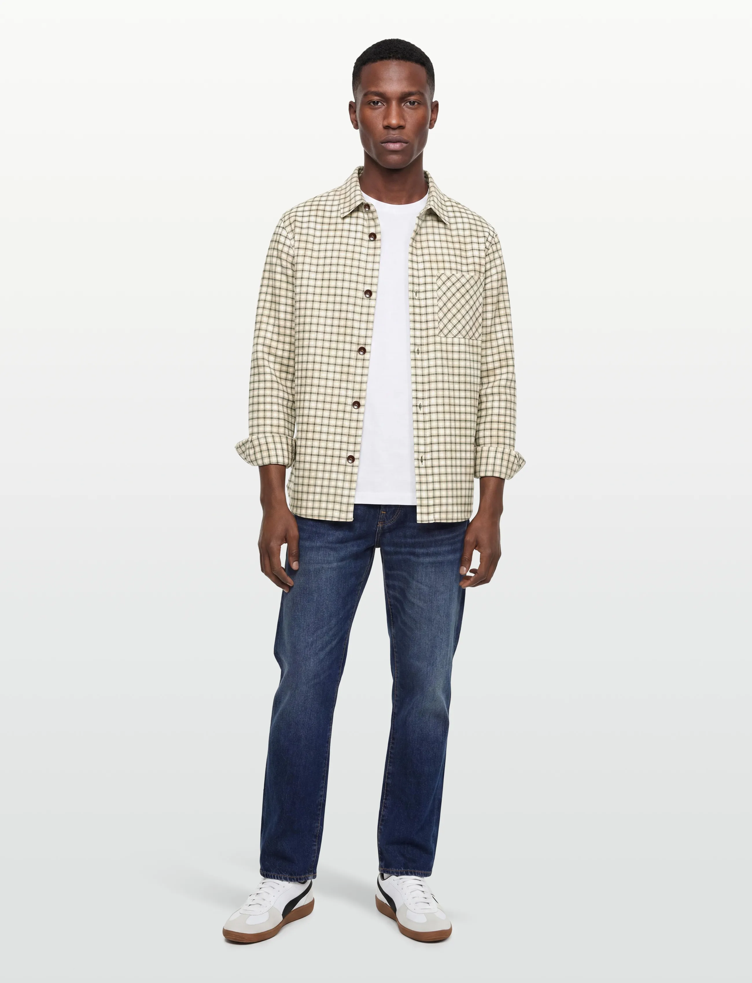 Mos Mosh Gallery Mmgdavid Spring Check Shirt, Mænd, Ternet Skjorte, Cream, Str: XL