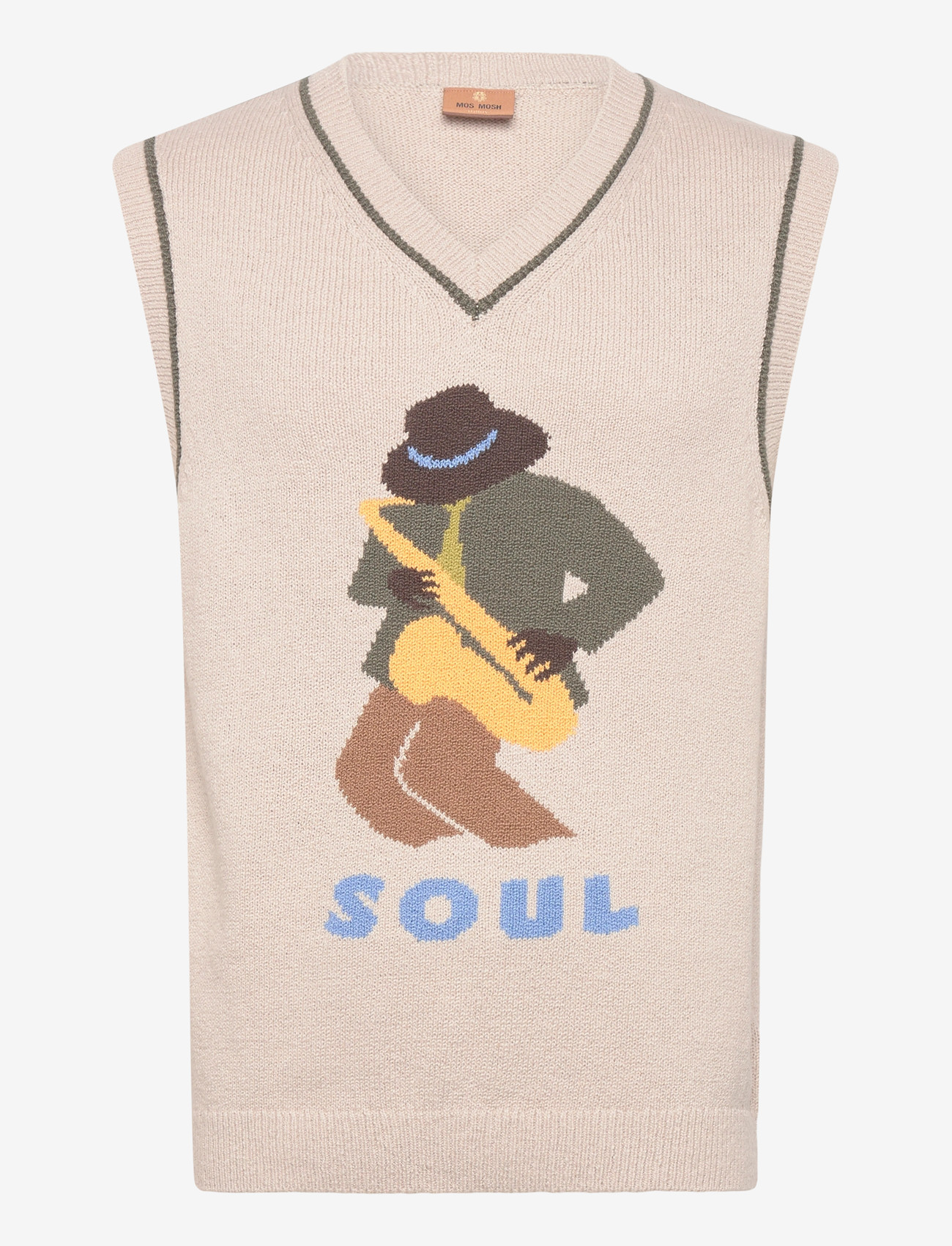 Mos Mosh Gallery - MMGJazz Intarsia Knit Vest - strikveste - chateau gray - 1
