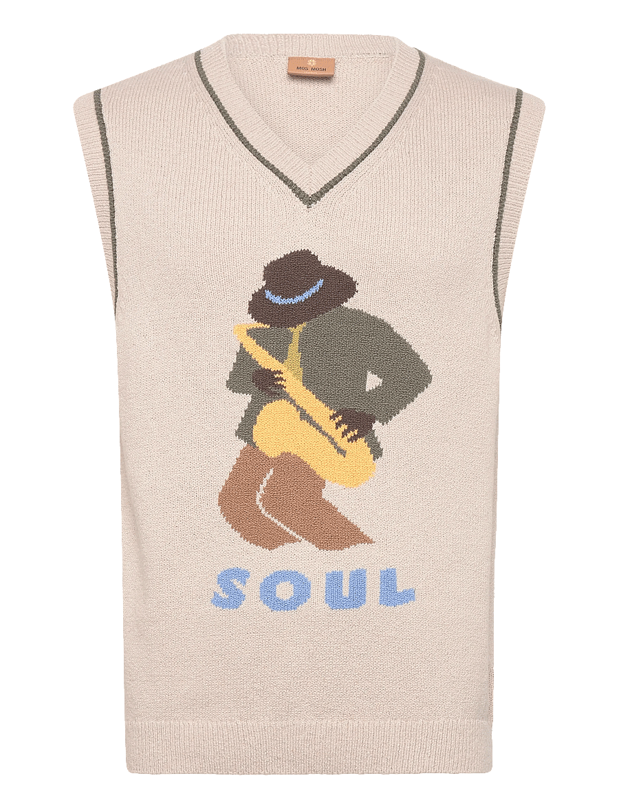 Mos Mosh Gallery - MMGJazz Intarsia Knit Vest - stickade västar - chateau gray - 1