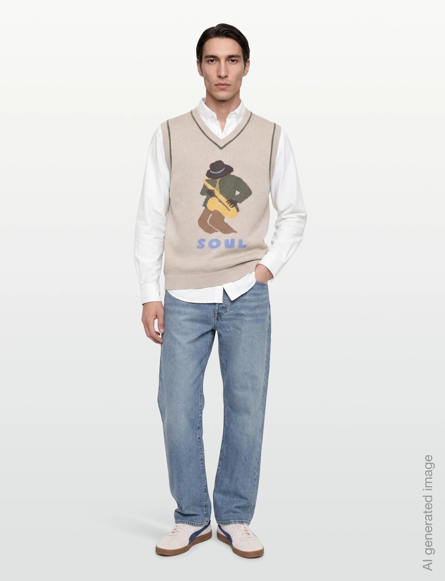 Mos Mosh Gallery - MMGJazz Intarsia Knit Vest - stickade västar - chateau gray - 0