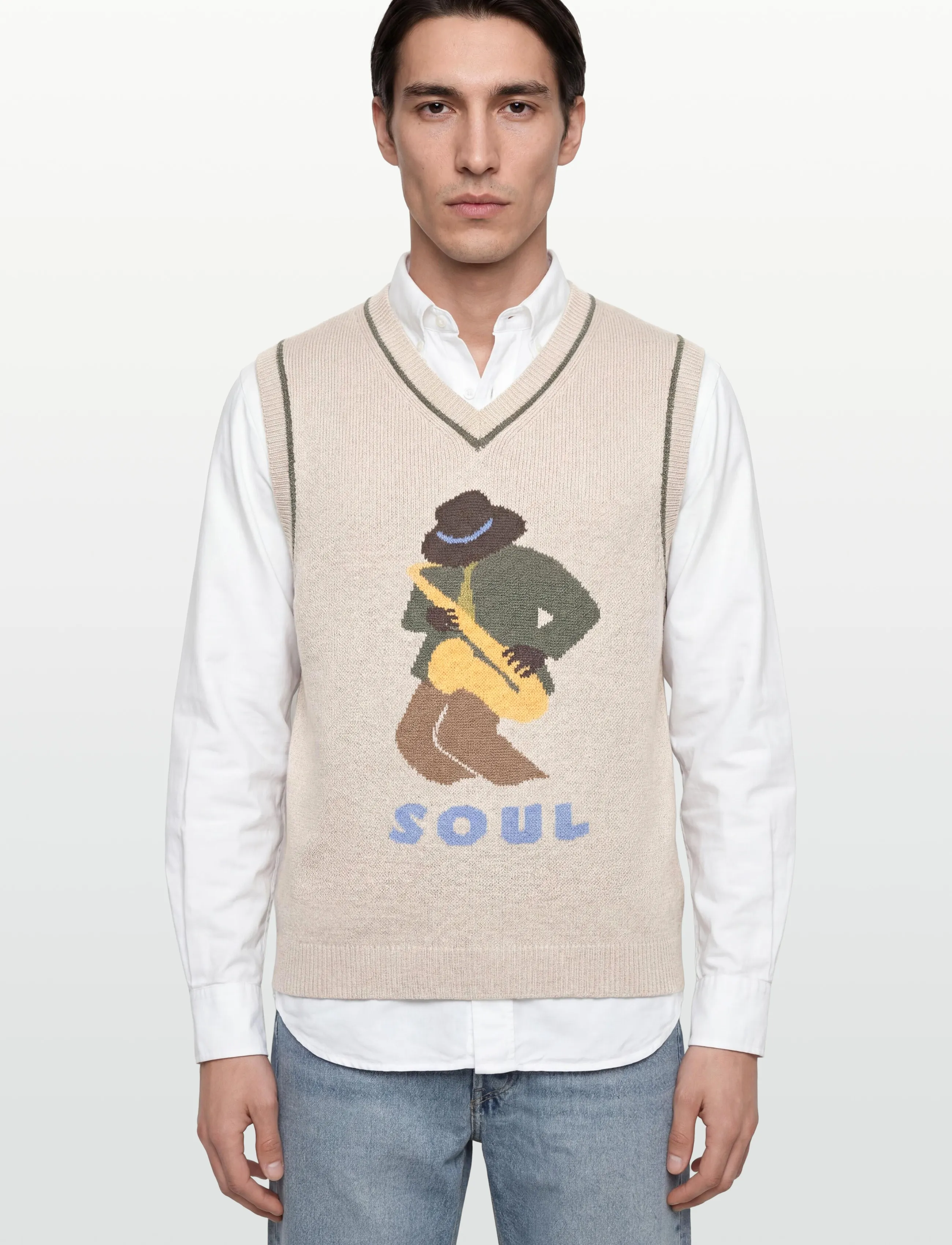 Mos Mosh Gallery Mmgjazz Intarsia Knit Vest västar herr – bild 2