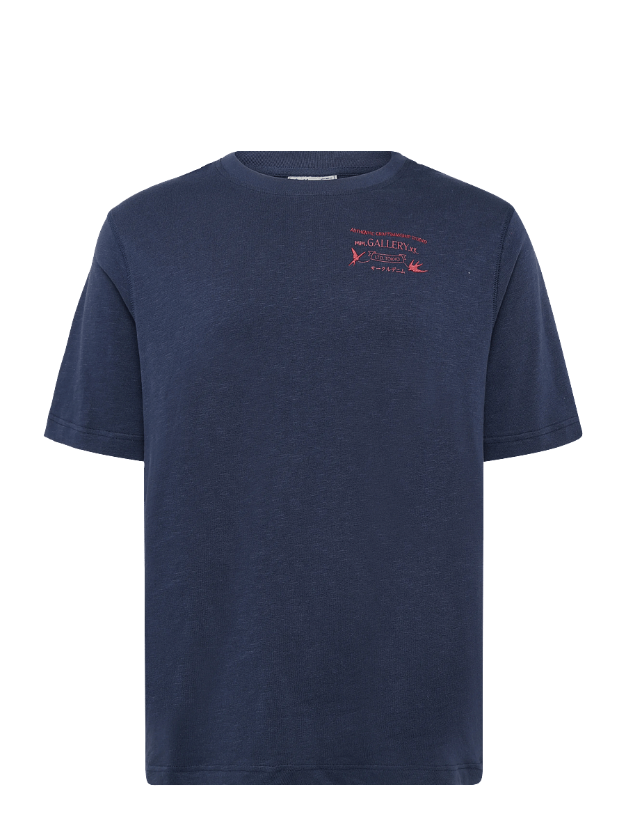 Mos Mosh Gallery - MMGStudio Slub O-SS Tee - kurzärmelige t-shirts - indigo blue - 0