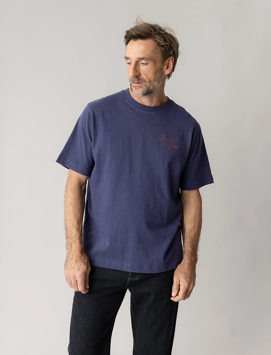Mos Mosh Gallery - MMGStudio Slub O-SS Tee - kurzärmelige t-shirts - indigo blue - 0