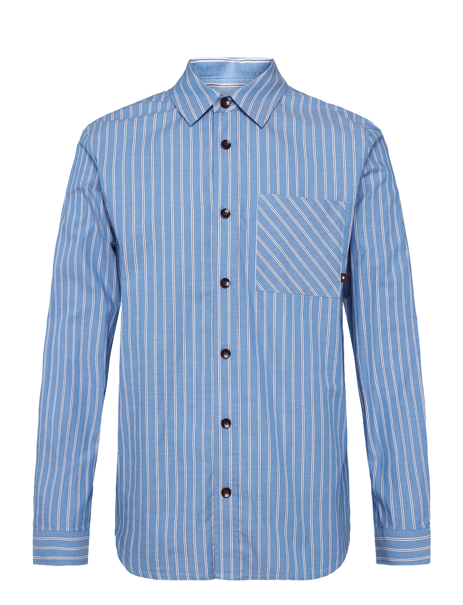 Mos Mosh Gallery - MMGDavid Spring Stripe Shirt - randiga skjortor - light blue - 0