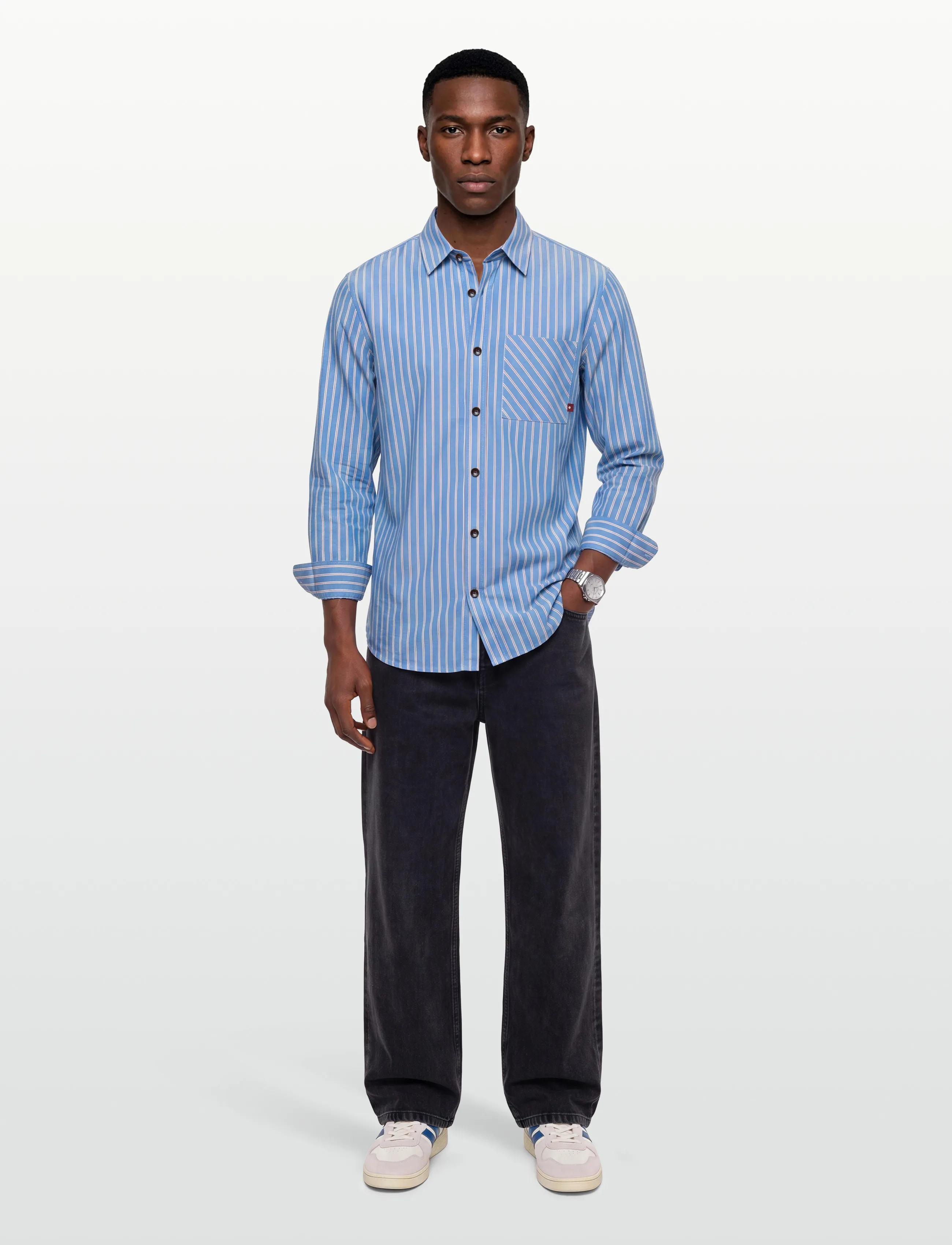 Mos Mosh Gallery Mmgdavid Spring Stripe Shirt, Mænd, Stribet Skjorte, Blå, Str: XL