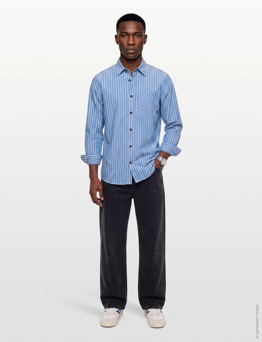 Mos Mosh Gallery - MMGDavid Spring Stripe Shirt - gestreifte hemden - light blue - 0