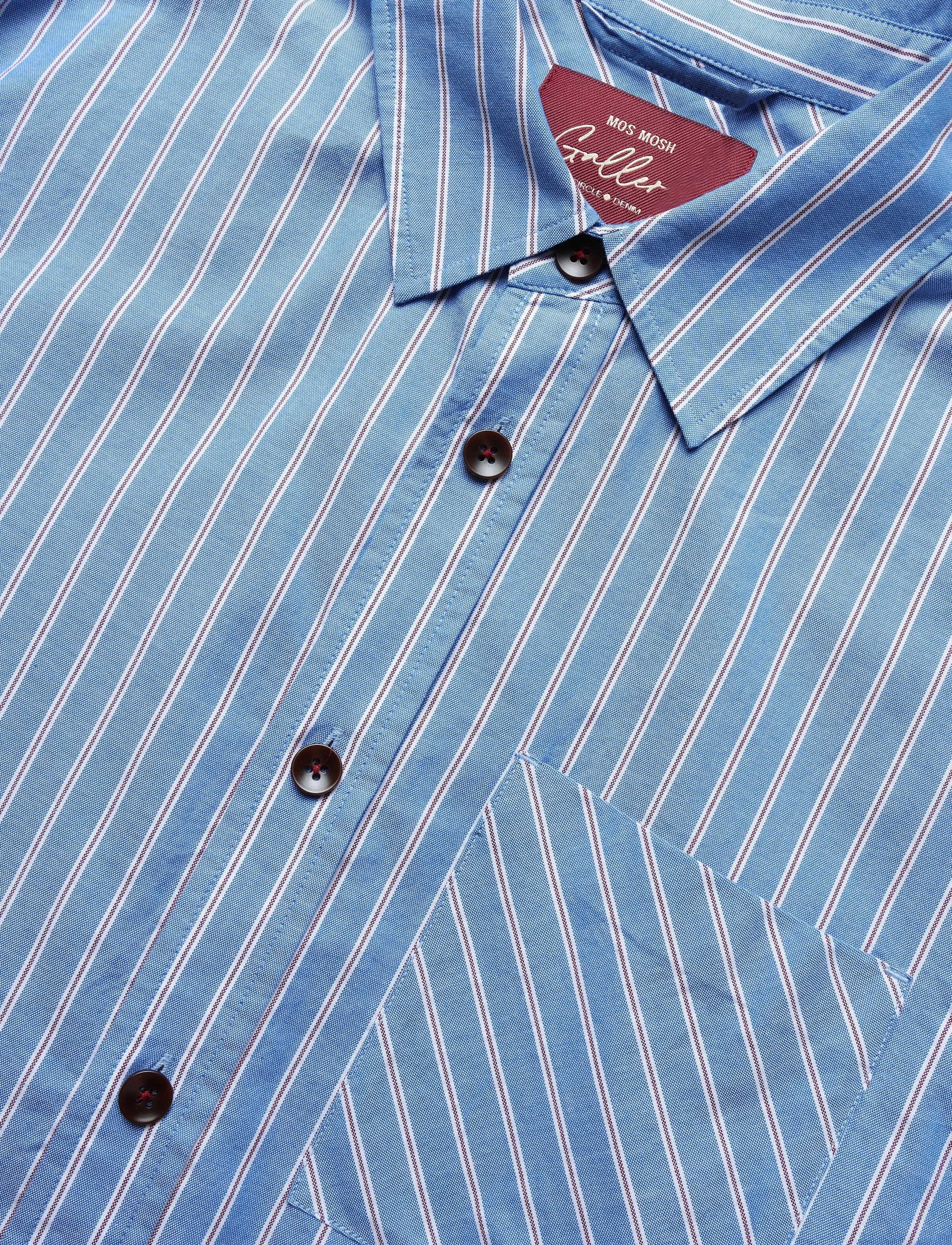 Mos Mosh Gallery - MMGDavid Spring Stripe Shirt - randiga skjortor - light blue - 2