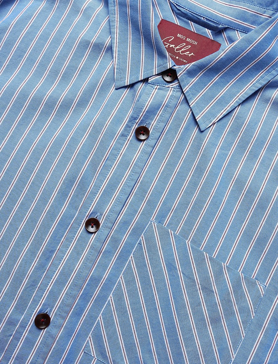 Mos Mosh Gallery - MMGDavid Spring Stripe Shirt - randiga skjortor - light blue - 2