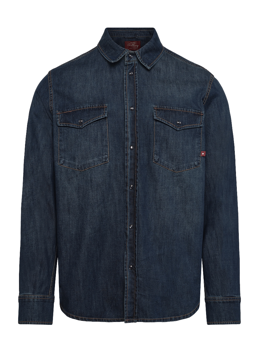 Mos Mosh Gallery - MMGDavid Snap Denim Shirt - jeansskjortor - dark blue denim - 0