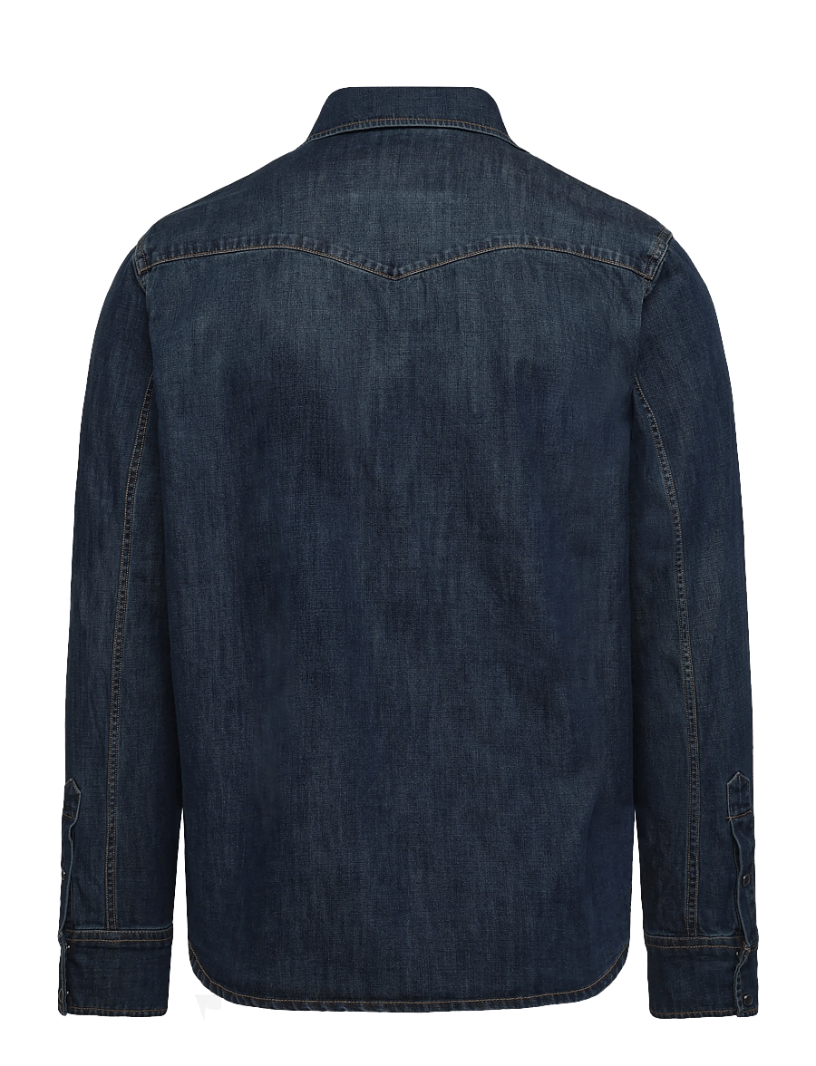 Mos Mosh Gallery - MMGDavid Snap Denim Shirt - jeansskjortor - dark blue denim - 1