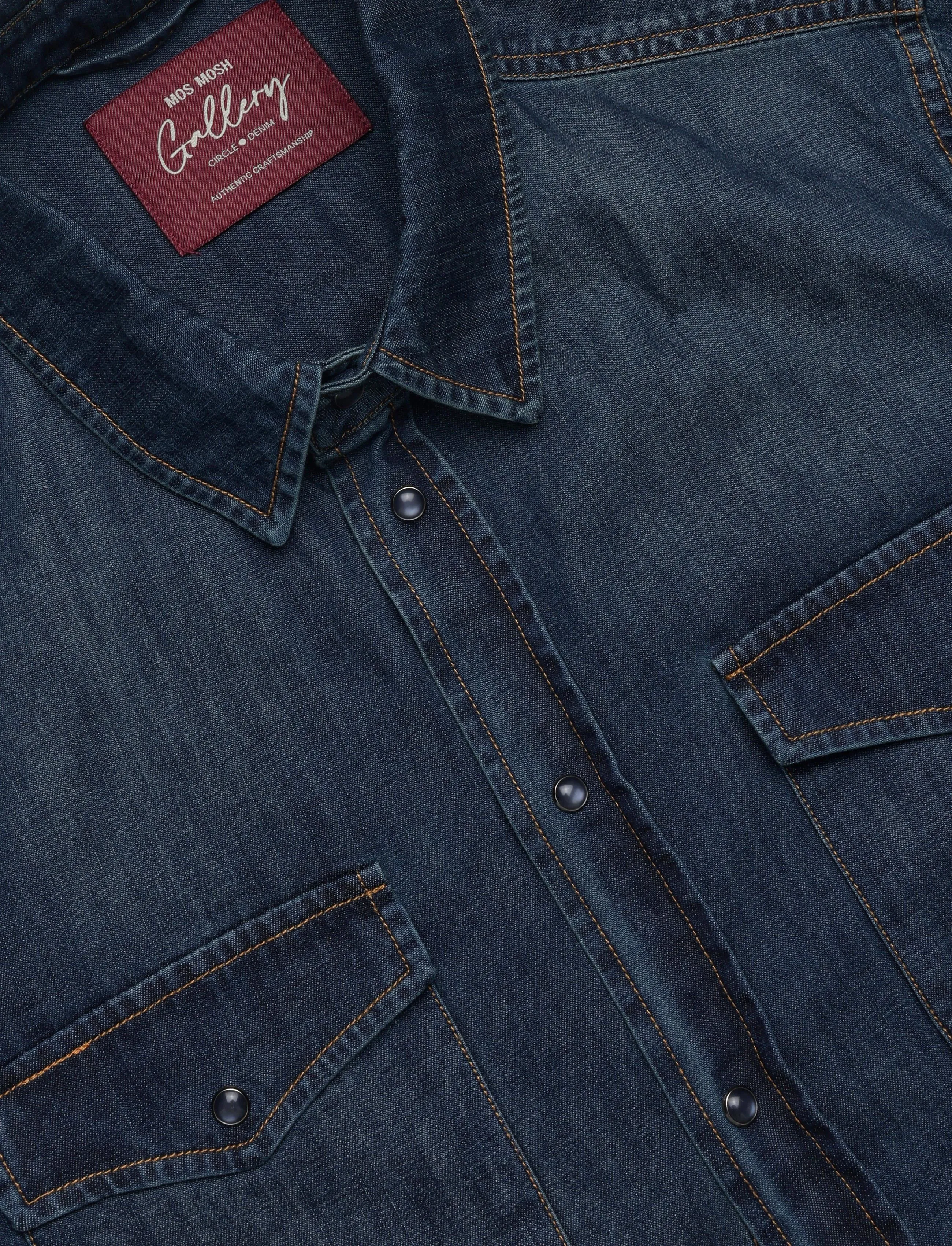Mos Mosh Gallery - MMGDavid Snap Denim Shirt - dark blue denim - 2