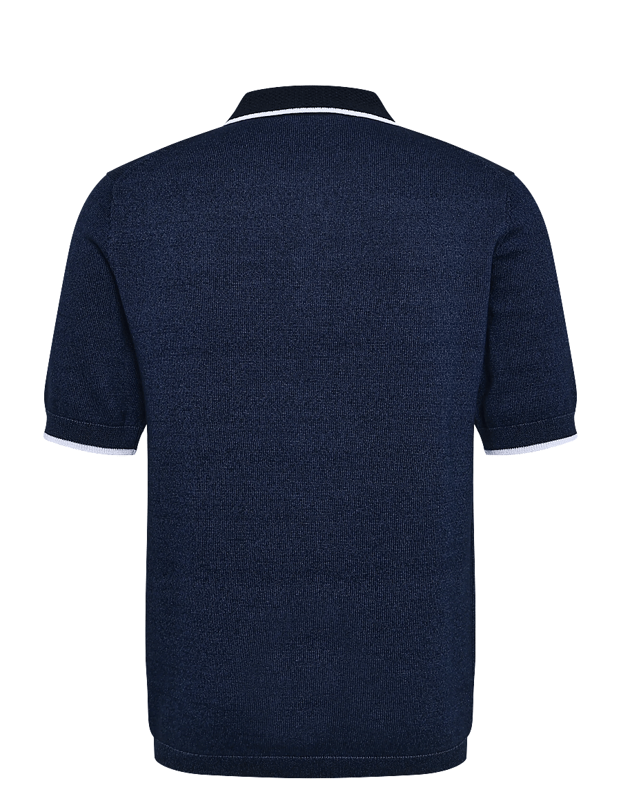 Mos Mosh Gallery - MMGFrancesco Indigo Polo SS Knit - knitted polos - indigo blue - 1