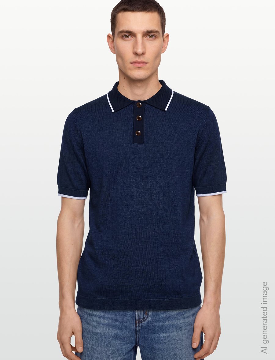 Mos Mosh Gallery - MMGFrancesco Indigo Polo SS Knit - langärmlige strick-polohemden - indigo blue - 3