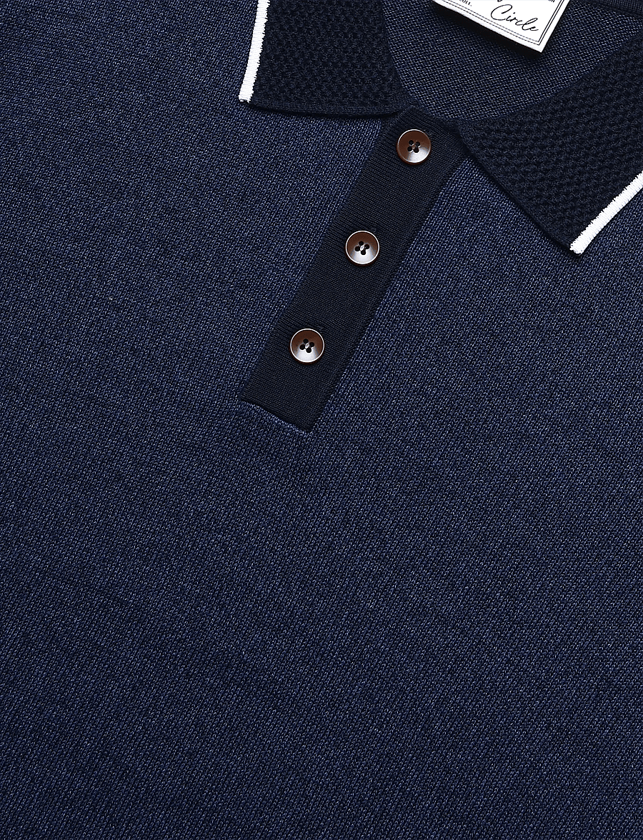 Mos Mosh Gallery - MMGFrancesco Indigo Polo SS Knit - knitted polos - indigo blue - 2