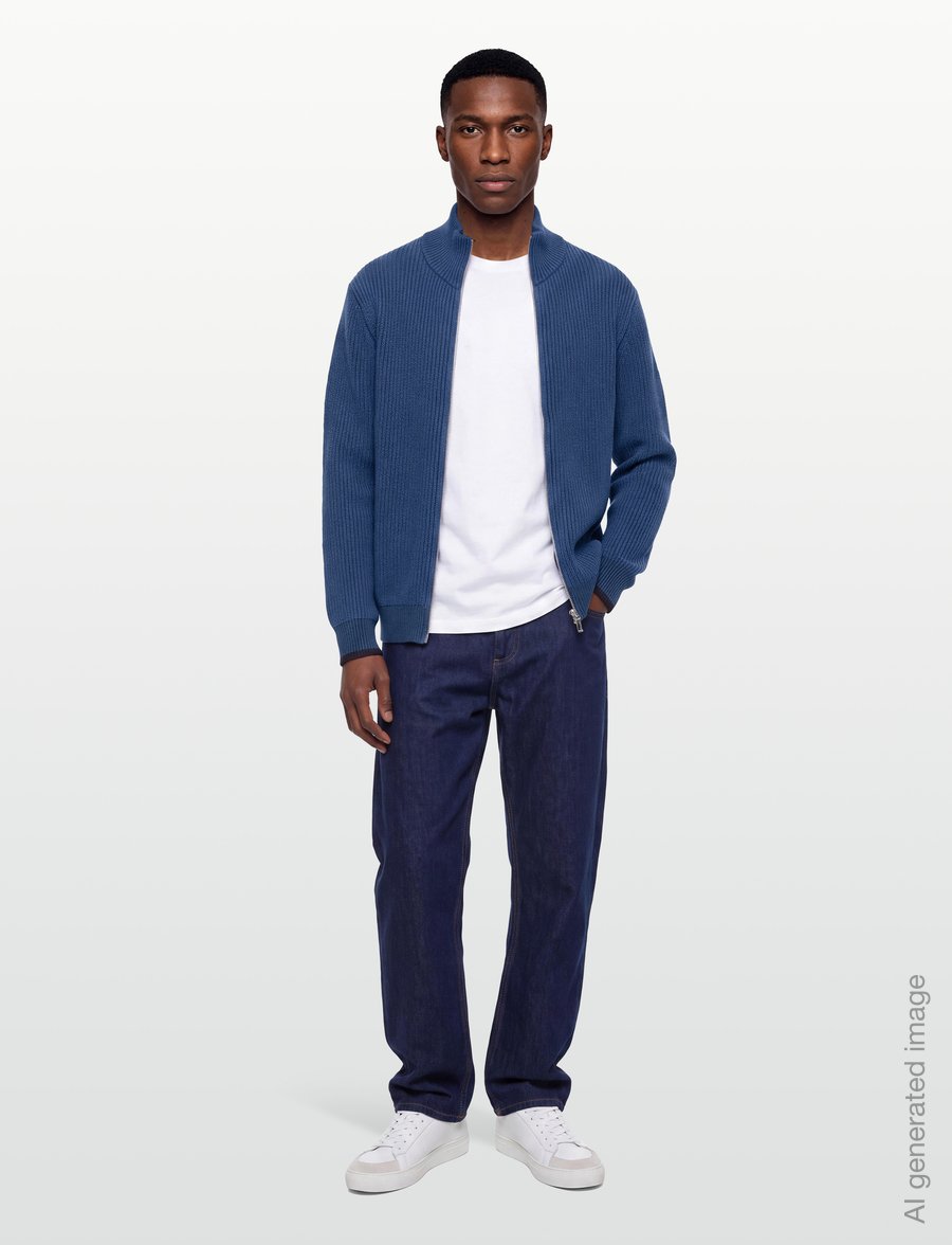Mos Mosh Gallery - MMGIan Indigo Zip Cardigan - full zip tröjor - indigo blue - 0