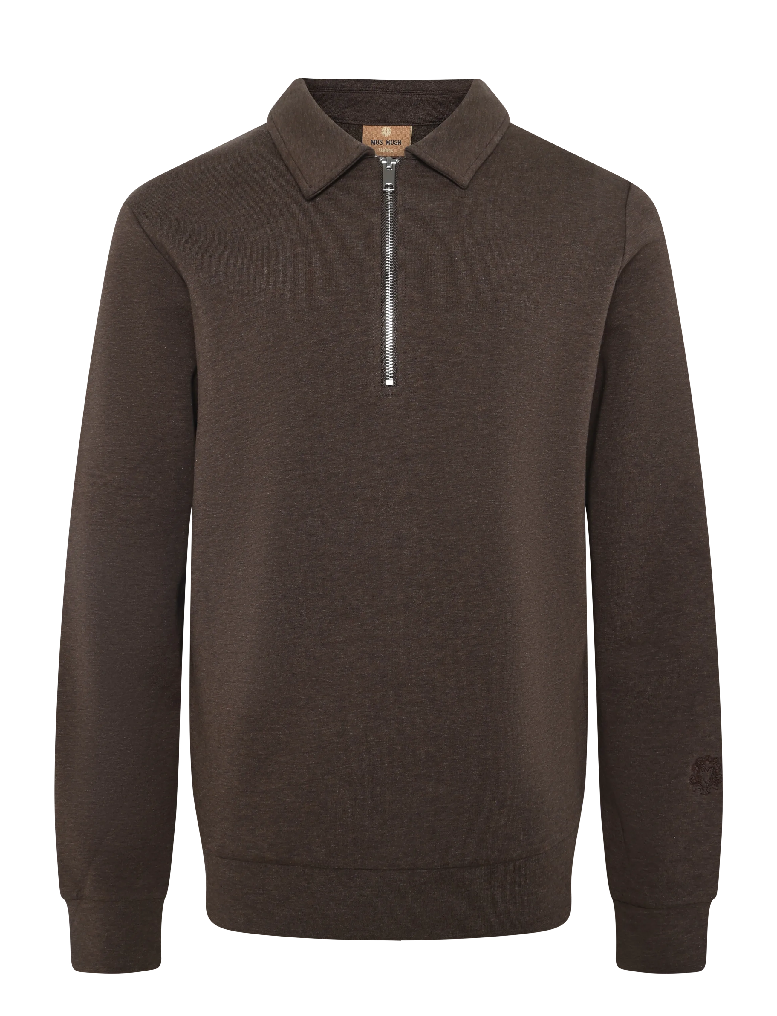 Mos Mosh Gallery MMGAbel Zip Polo Sweat - Stickade pikéer - CHOCOLATE BROWN MELANGE / brown