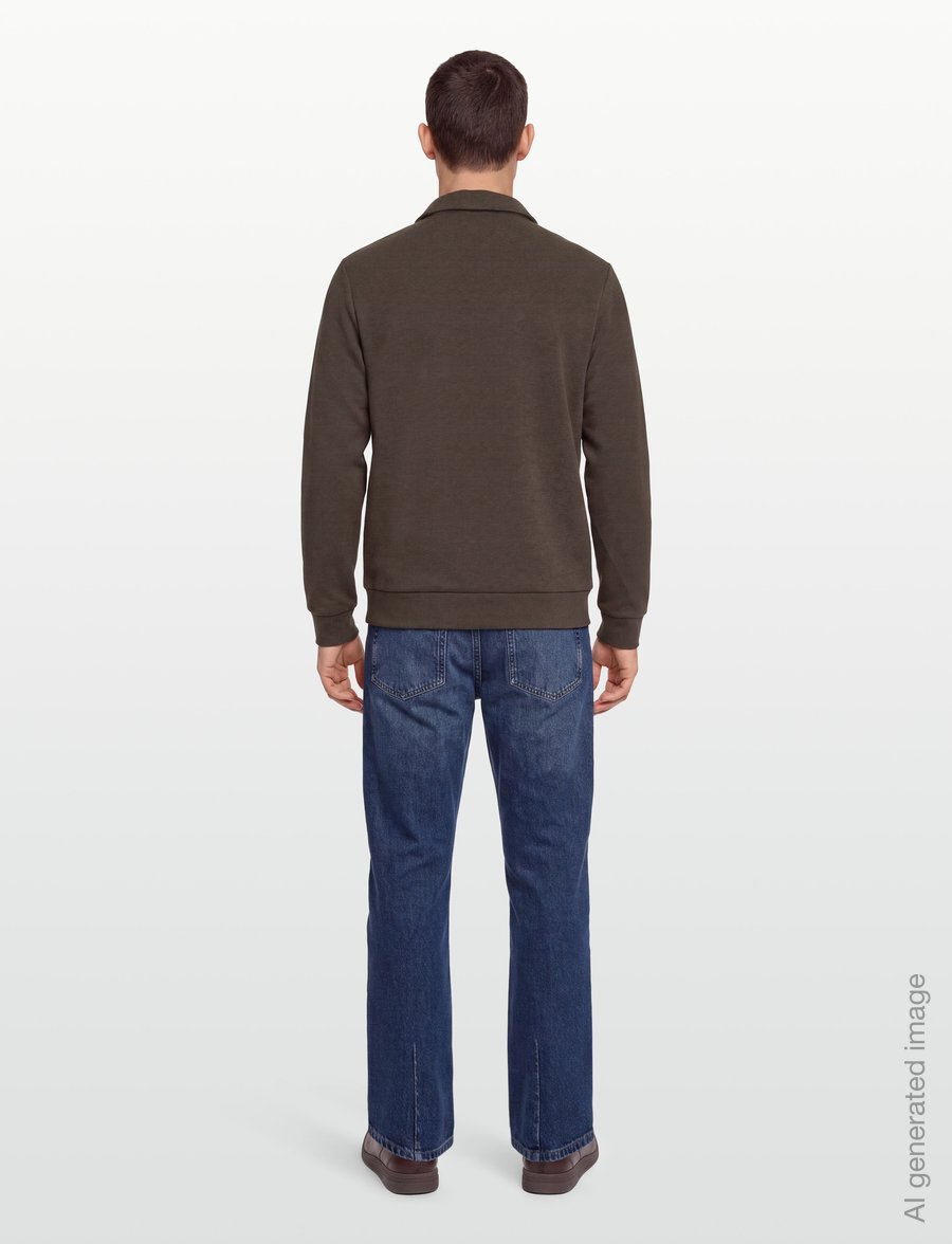 Mos Mosh Gallery - MMGAbel Zip Polo Sweat - langärmelige strick-polohemden - chocolate brown melange - 4