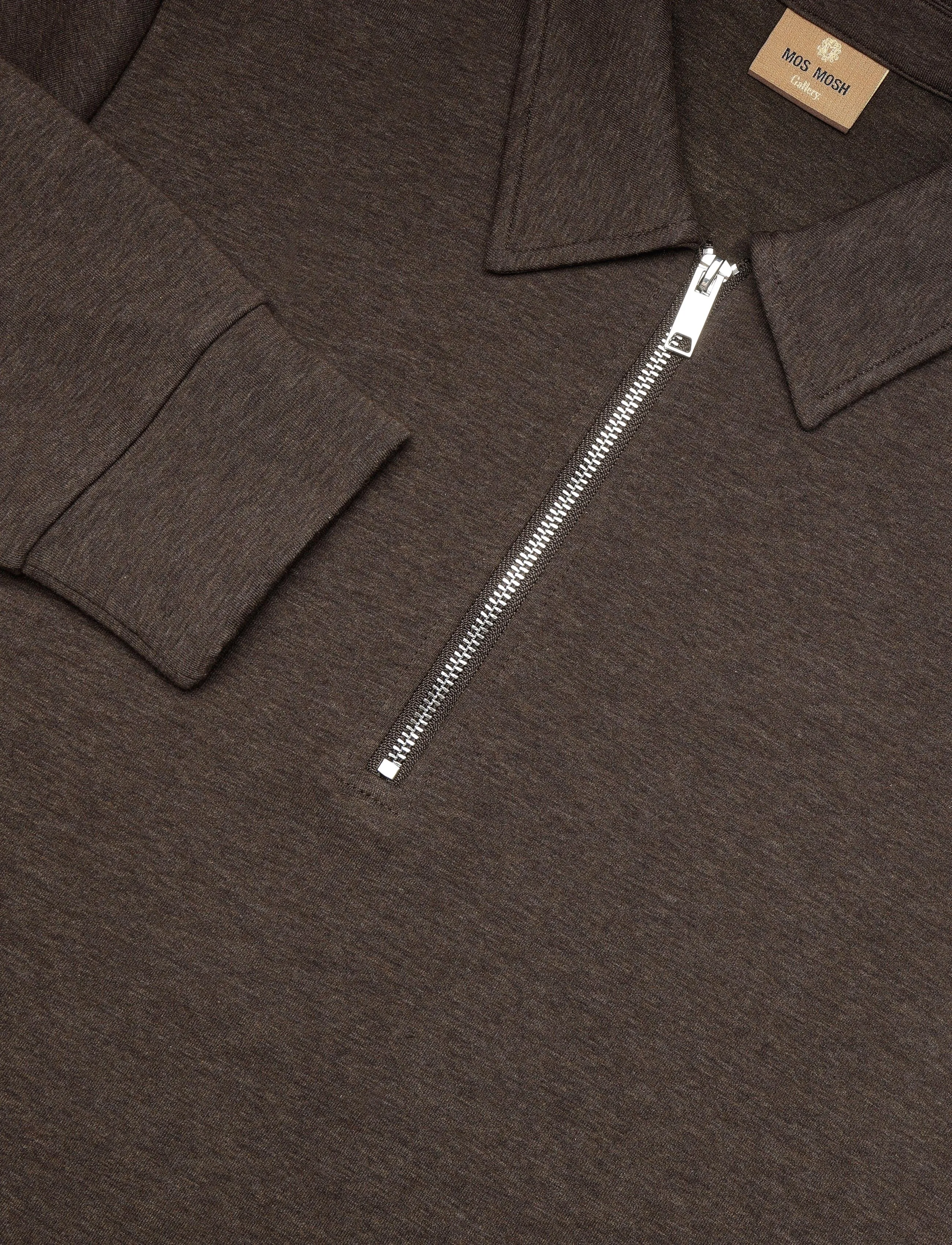 Mos Mosh Gallery - MMGAbel Zip Polo Sweat - chocolate brown melange - 5