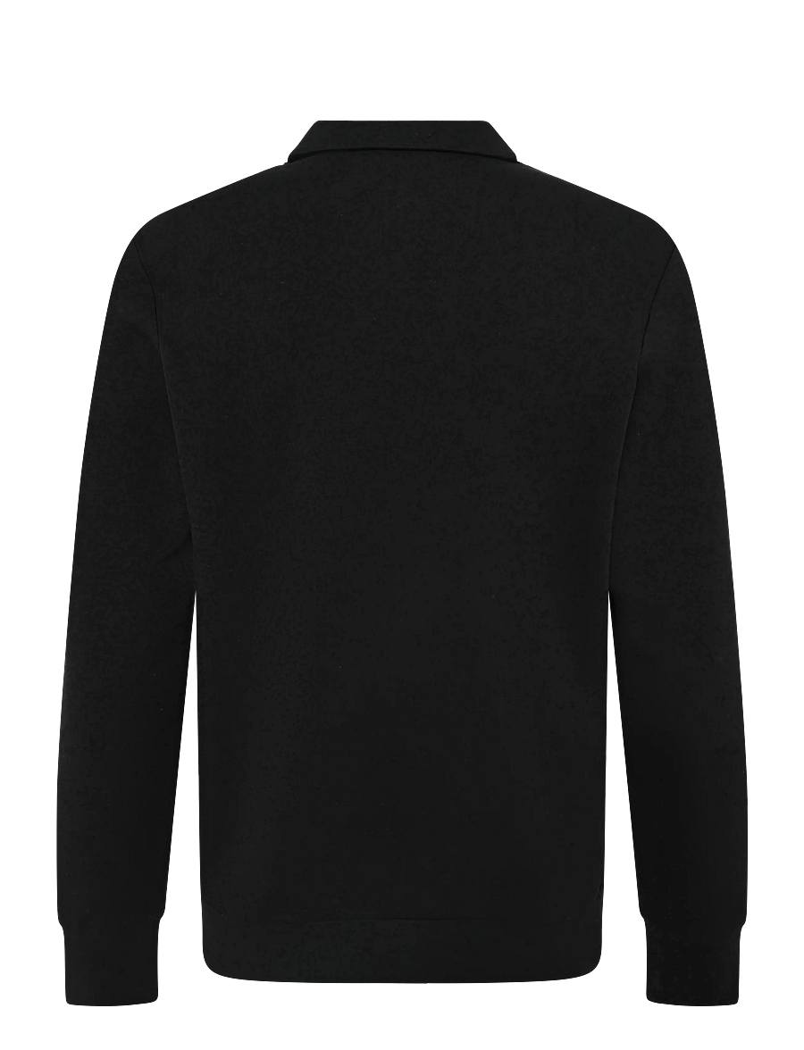 Mos Mosh Gallery - MMGAbel Zip Polo Sweat - langärmelige strick-polohemden - black - 1