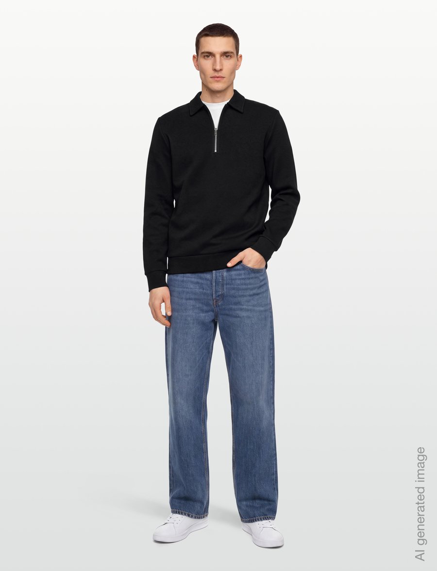 Mos Mosh Gallery - MMGAbel Zip Polo Sweat - polo marškinėliai ilgomis rankovėmis - black - 0