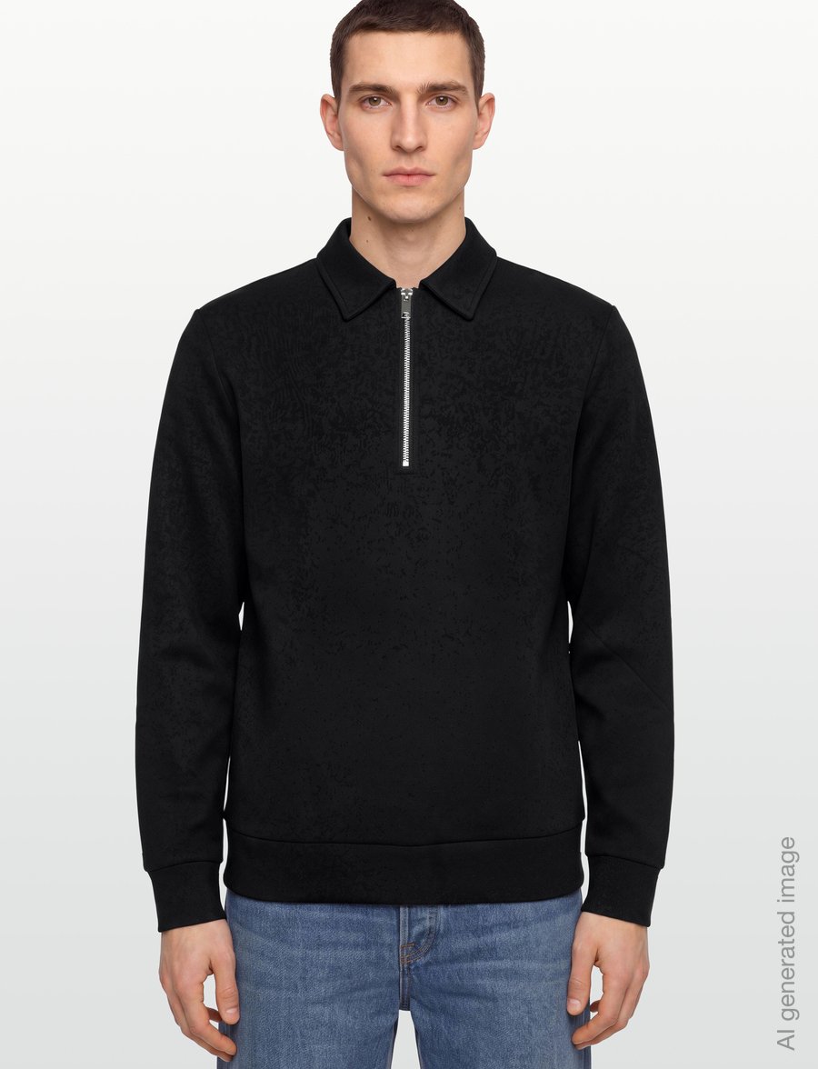 Mos Mosh Gallery - MMGAbel Zip Polo Sweat - polo marškinėliai ilgomis rankovėmis - black - 3