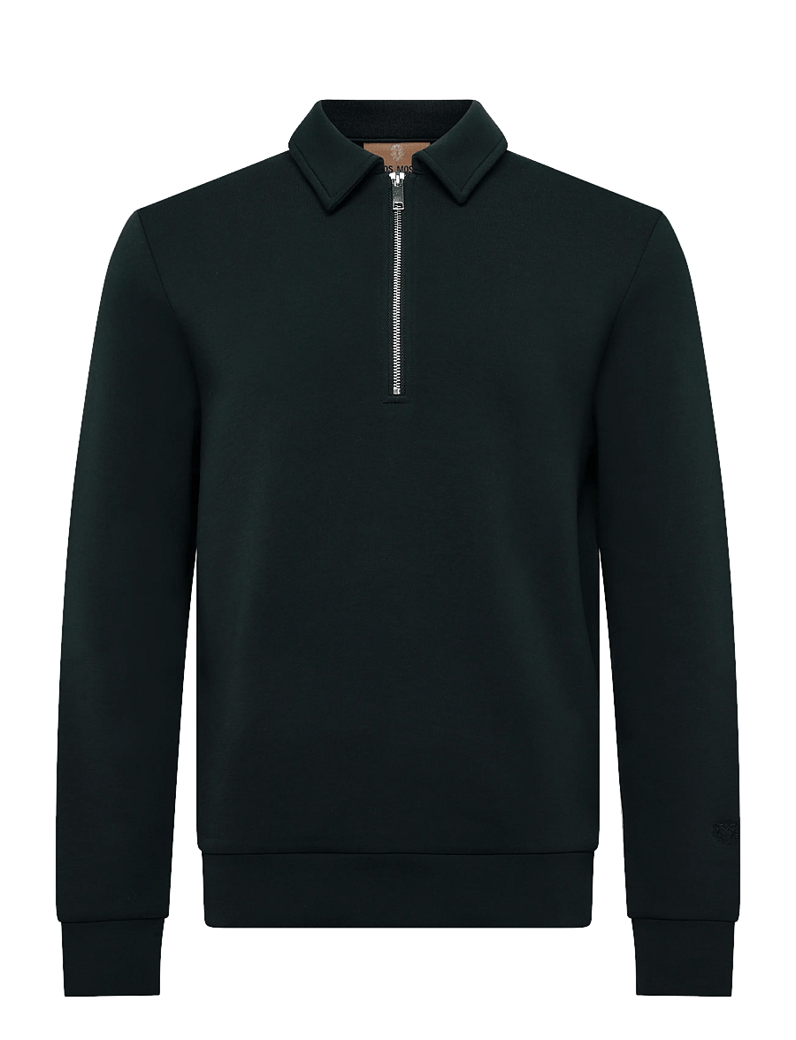 Mos Mosh Gallery - MMGAbel Zip Polo Sweat - långärmade stickade pikétröjor - salute navy - 1